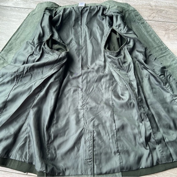 Avon  Olive Green Knit Sleeves Leather Jacket Full Zip - Picture 16 of 16